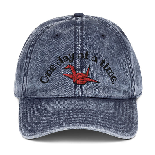 ORIGAMI, Orizuru, Crane, Japanese Vintage Cotton Twill Cap