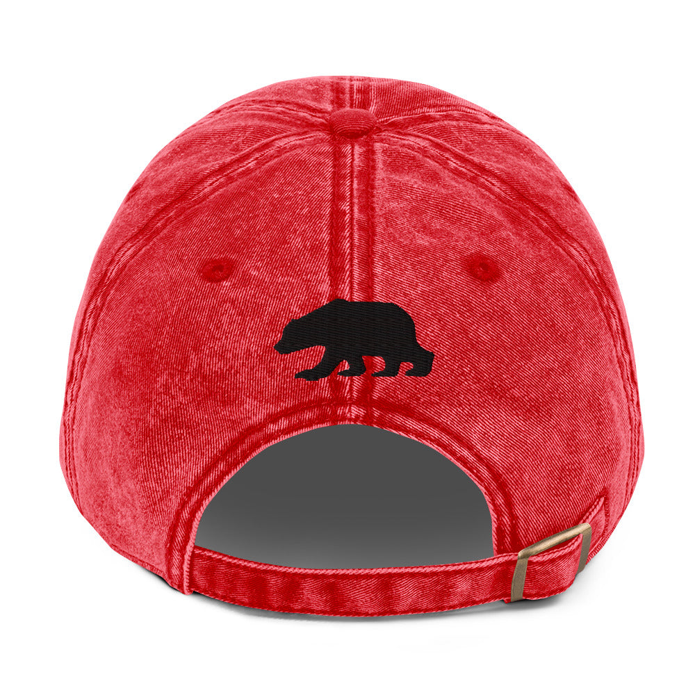 California Grizzly Bear Japanese Katakana Vintage Cotton Twill Cap