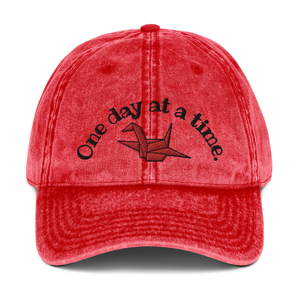 ORIGAMI, Orizuru, Crane, Japanese Vintage Cotton Twill Cap