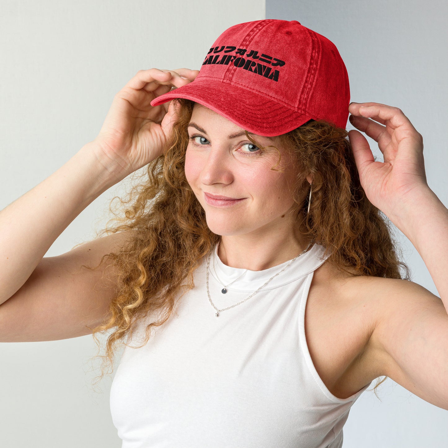 California Grizzly Bear Japanese Katakana Vintage Cotton Twill Cap
