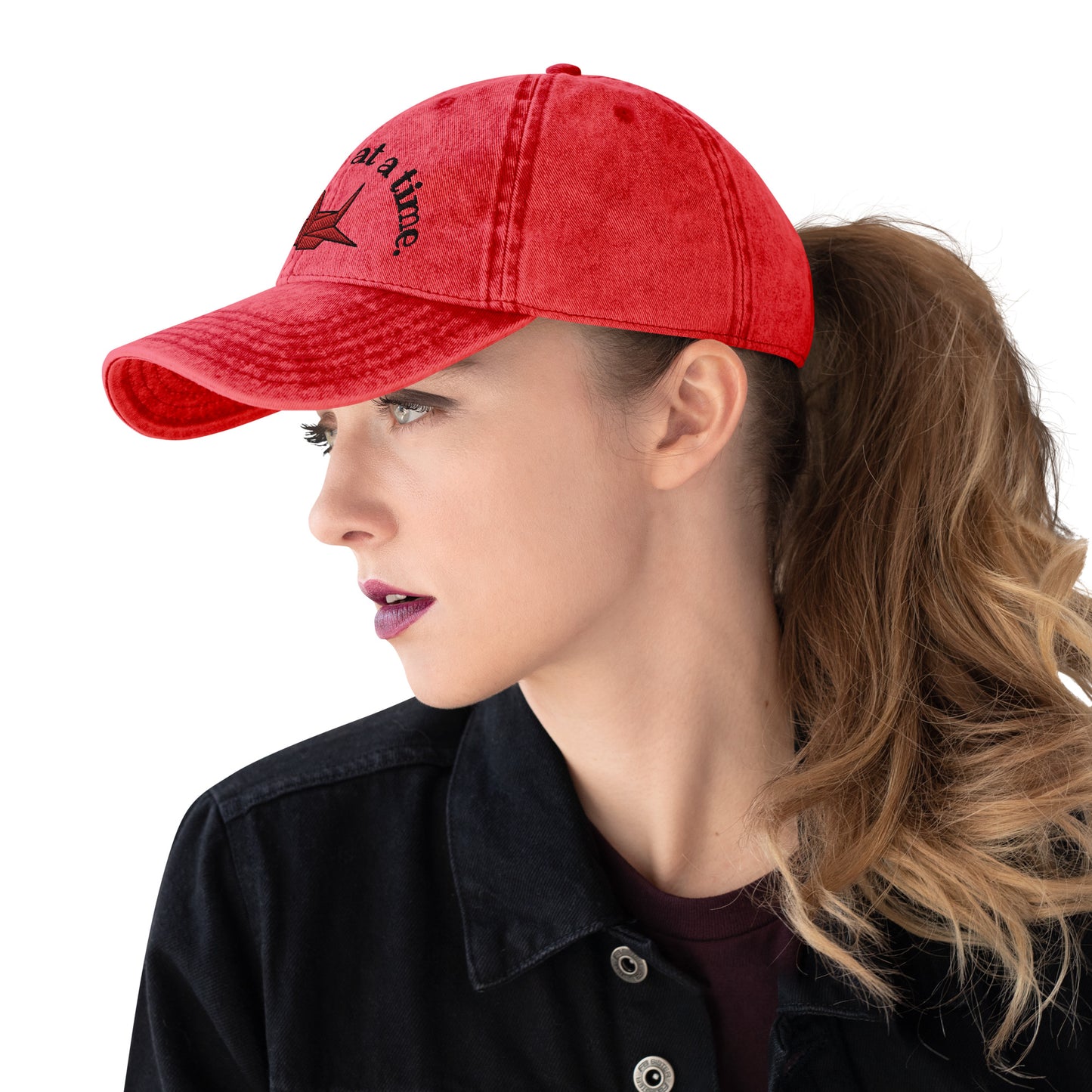 ORIGAMI, Orizuru, Crane, Japanese Vintage Cotton Twill Cap