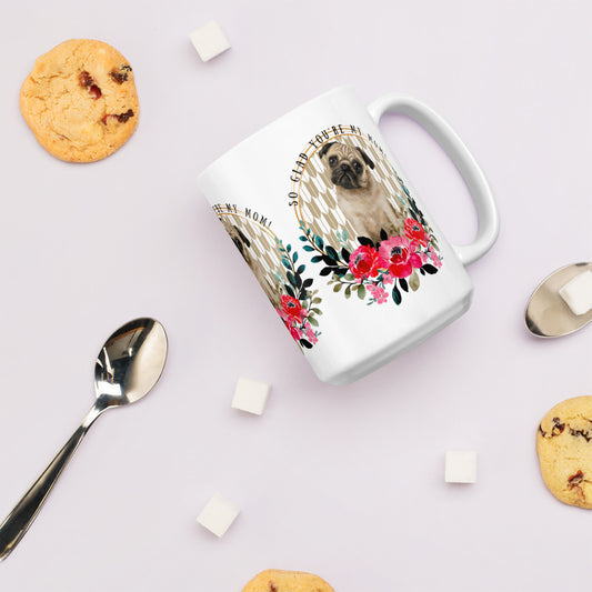 Pug Dog White glossy mug