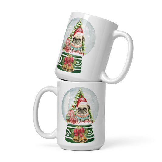 PUG White glossy mug