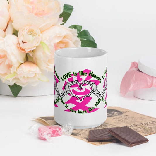 Love is like Heaven, Skull,  ai, love, White glossy mug