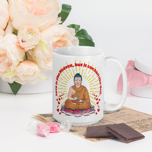 Japanese, Buddha,, Tenjoutenge  White glossy mug
