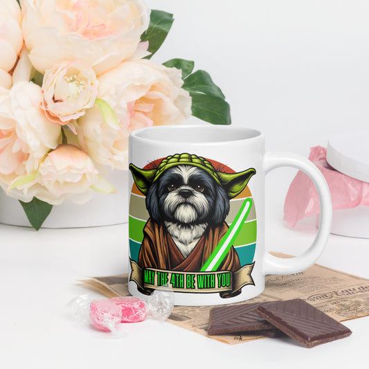 Star Wars Day, May The 4th Be with You, Yoda, Shih Tzu, Shih Tzu Dog, Shih Tzu Gift , White glossy mug