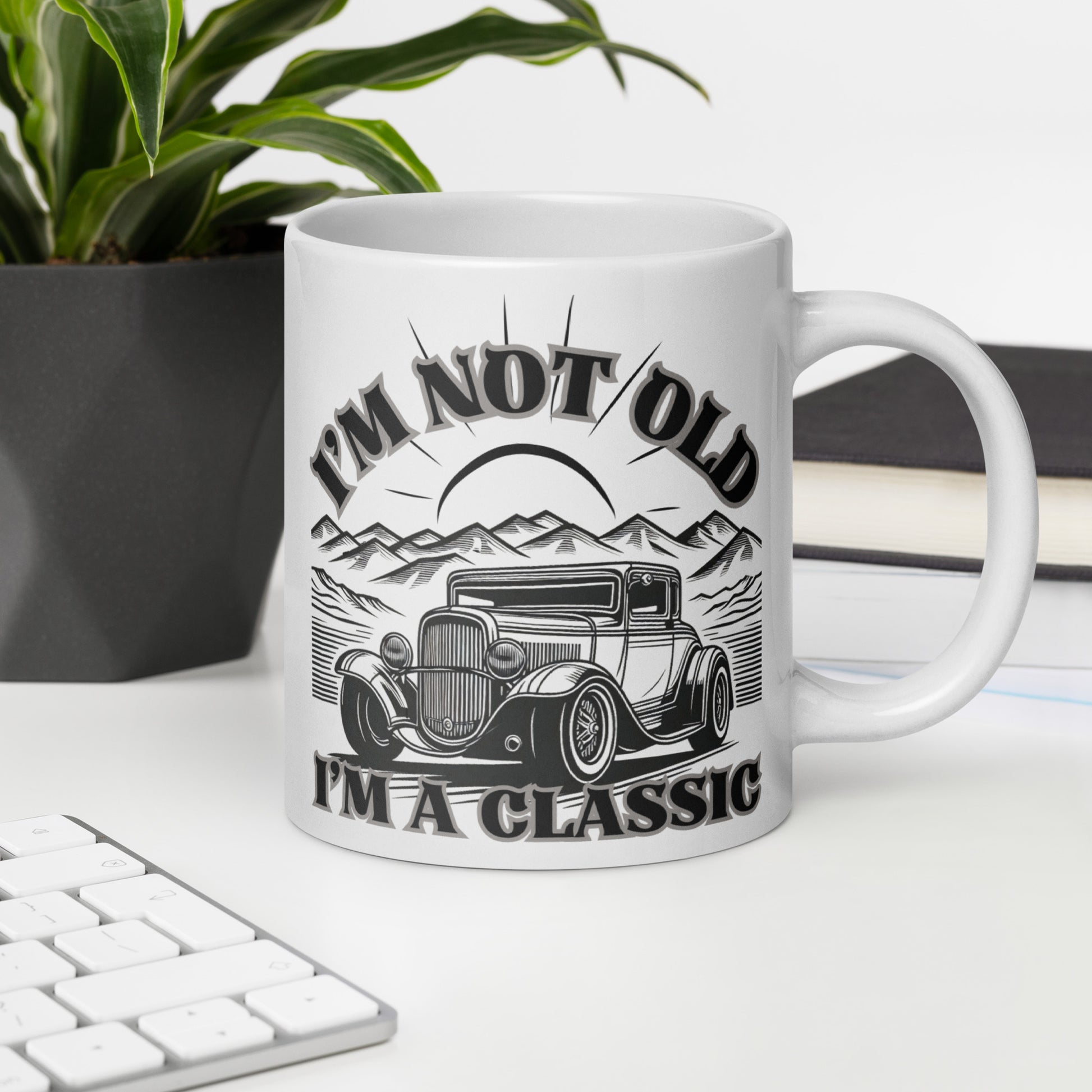I'm Not Old I'm a Classic. This funny message Mug is perfect as a gift for fathers, husbands, and grandfathers!&nbsp;  I'm Not Old I'm a Classic. This funny classic car fan Mug makes a perfect gift for anyone who loves old timers and classic cars and a big fan of old timers.