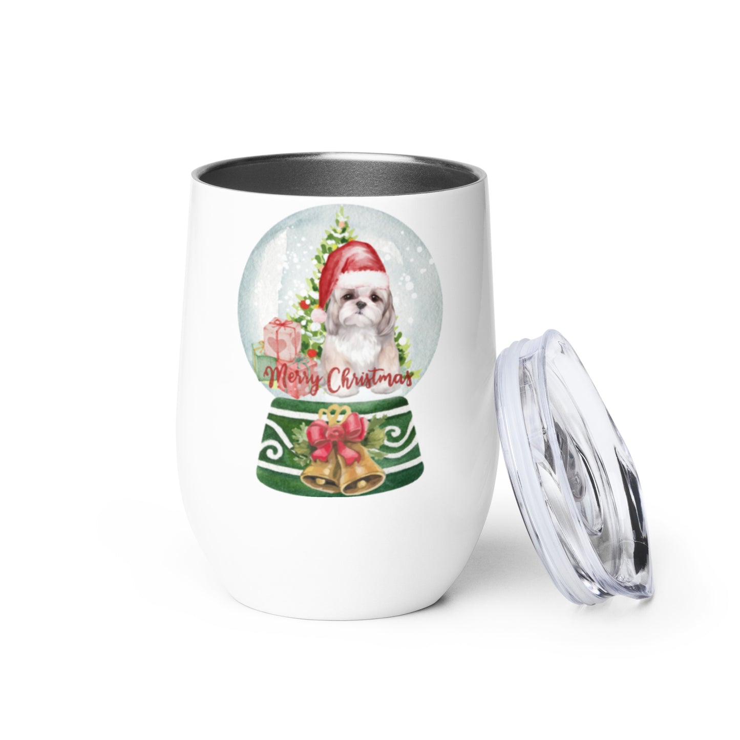 Christmas Shih Tzu  Wine tumbler,