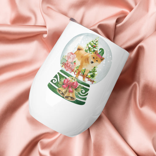 Christmas Shiba Dog Wine tumbler,