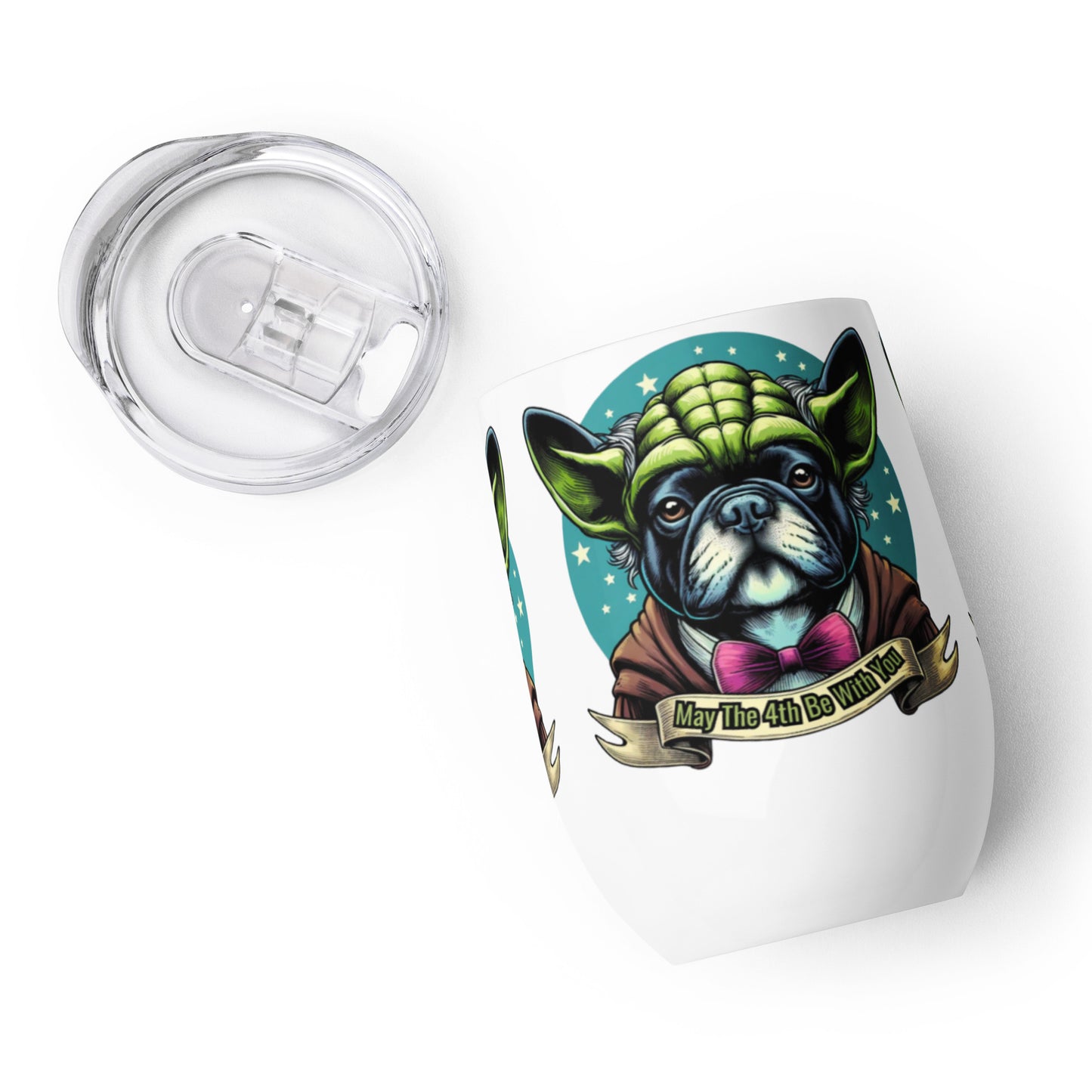 Star Wars Day, May The 4th Be with You, Yoda, Frenchie, French Dog, Grogu, Wine tumbler