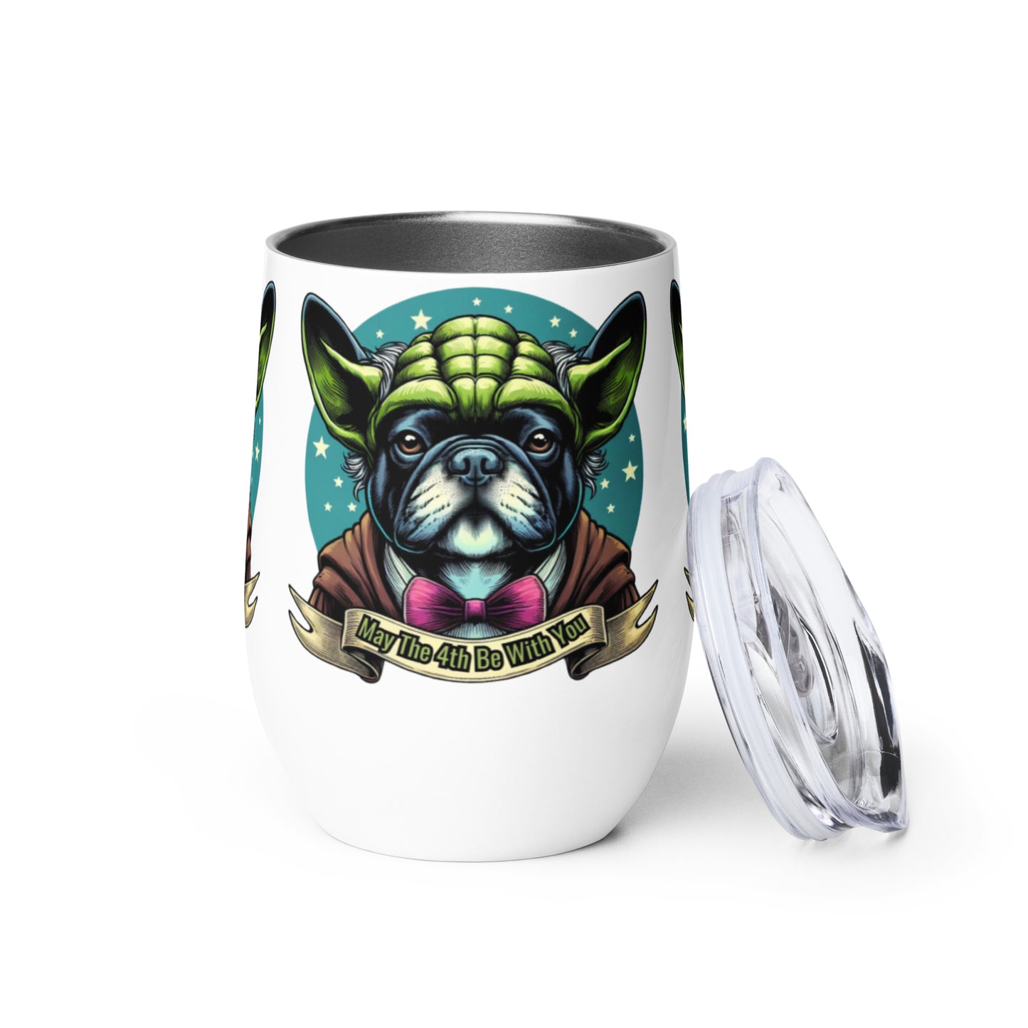 Star Wars Day, May The 4th Be with You, Yoda, Frenchie, French Dog, Grogu, Wine tumbler