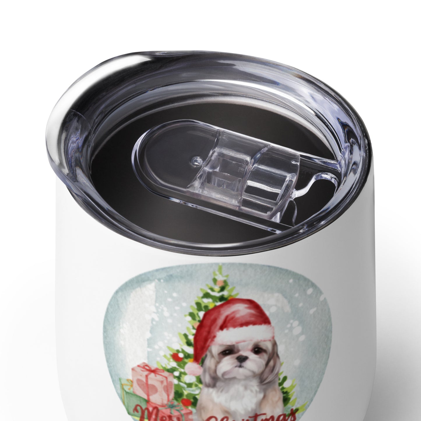 Christmas Shih Tzu  Wine tumbler,