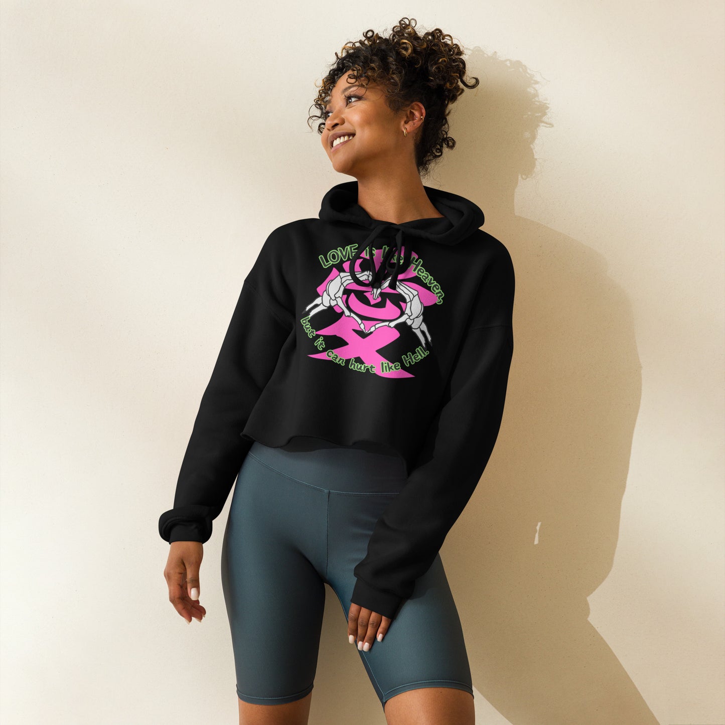 Love is like Heaven,  Skull  Crop Hoodie