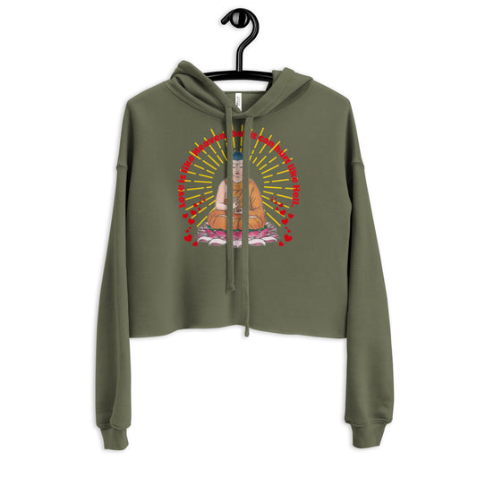 Japanese  Buddha, tenjoutenge Crop Hoodie