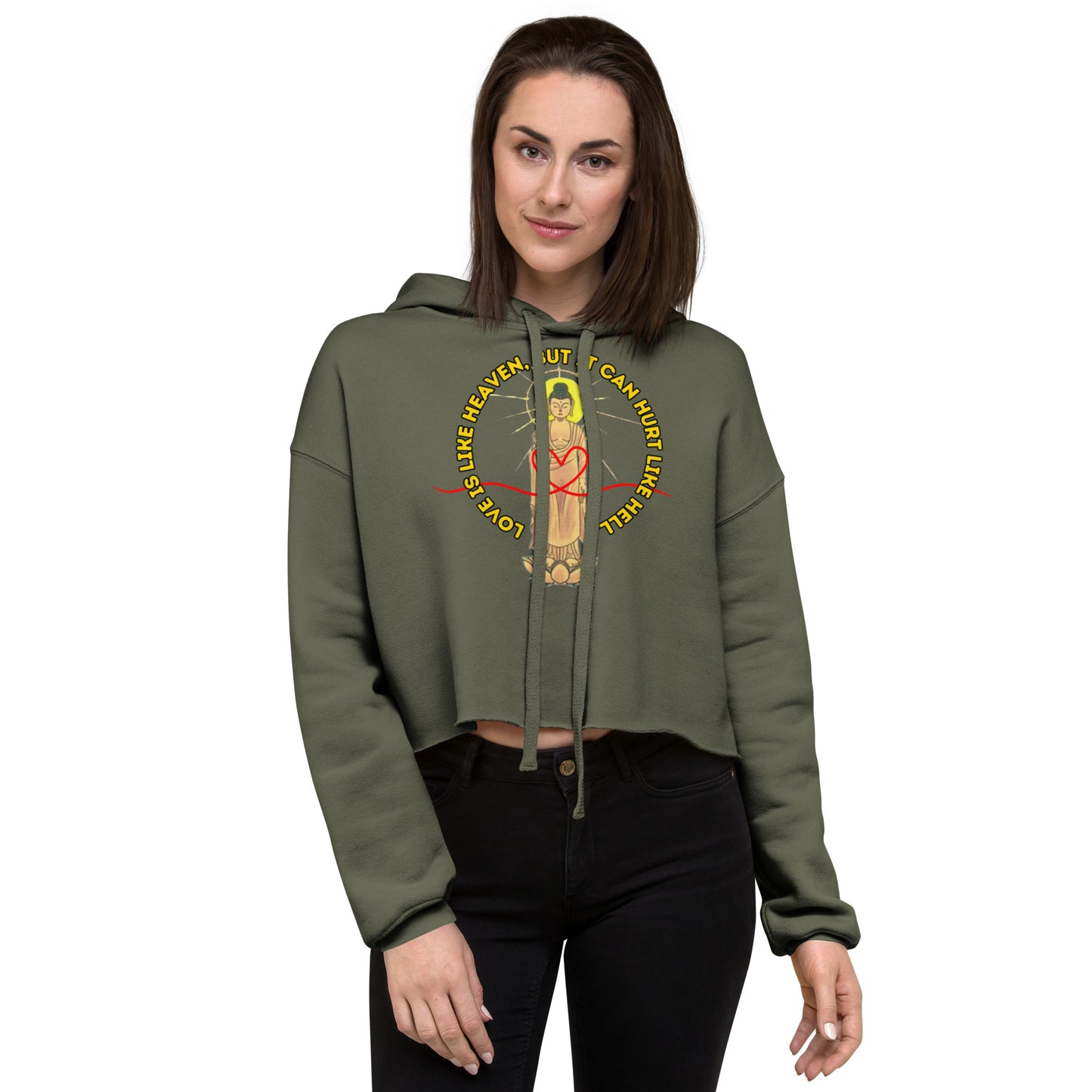Japanese  Buddha, wakeiseijaku, Crop Hoodie