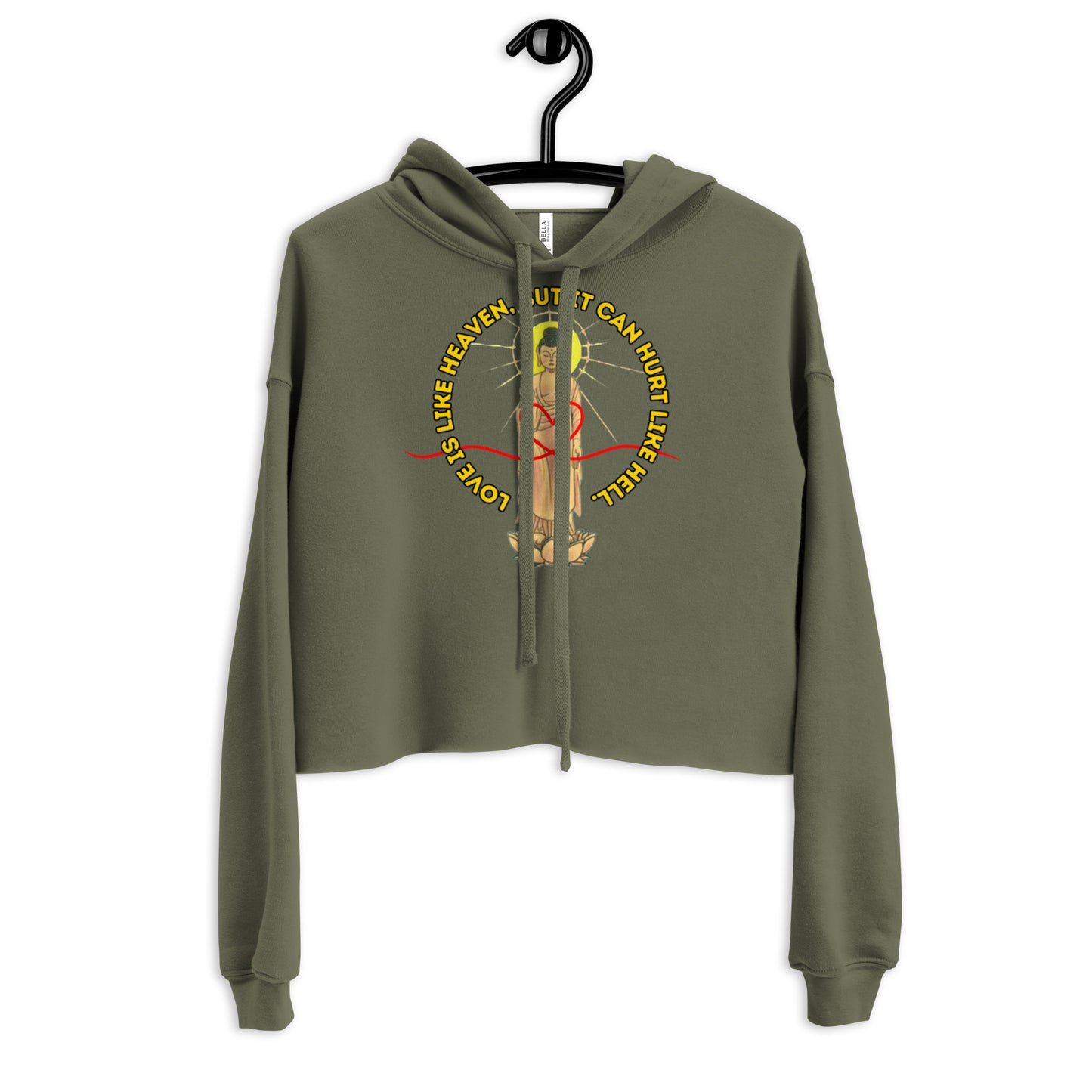 Japanese  Buddha, wakeiseijaku, Crop Hoodie