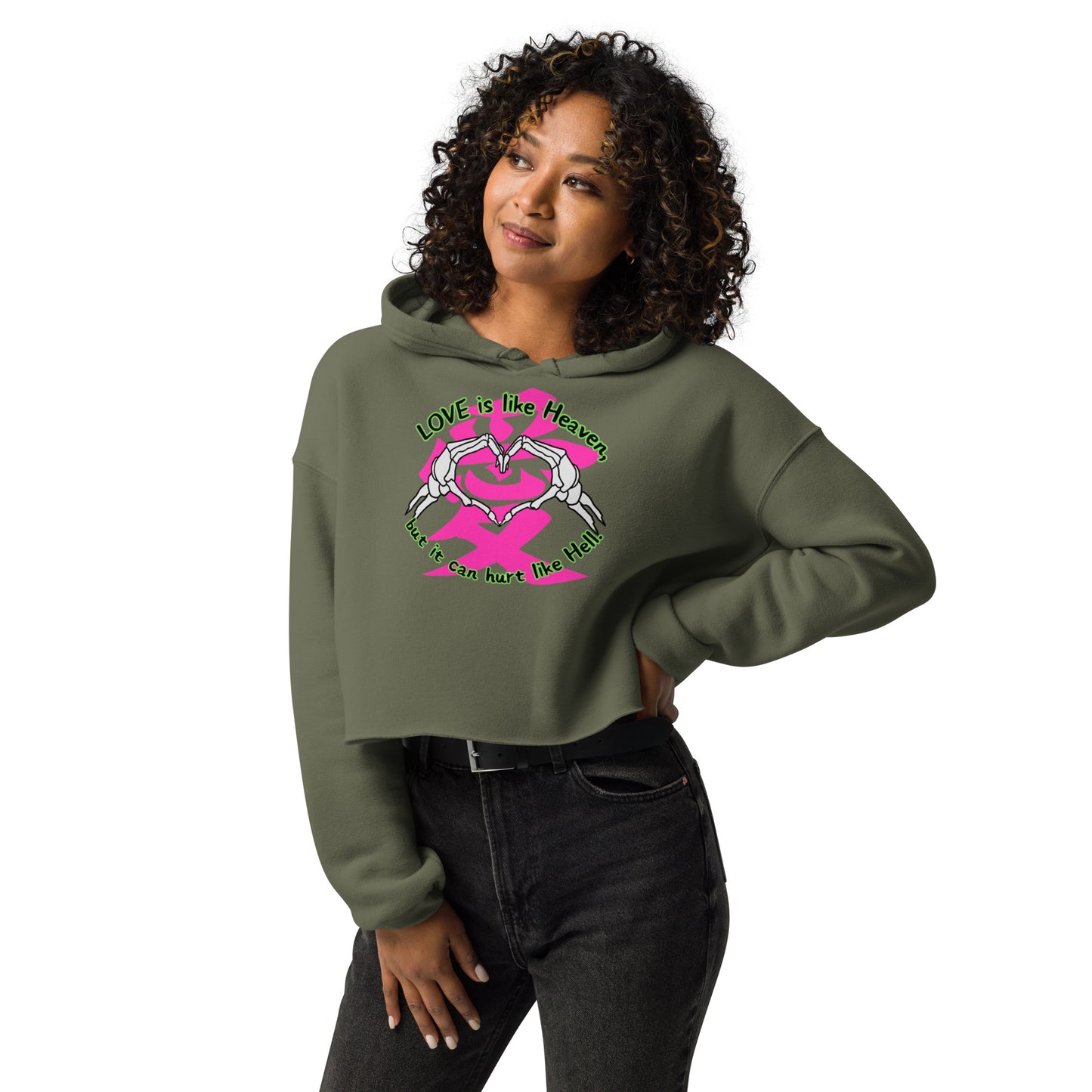 Love is like Heaven,  Skull  Crop Hoodie