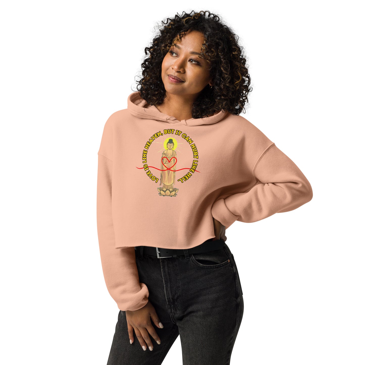 Japanese  Buddha, wakeiseijaku, Crop Hoodie