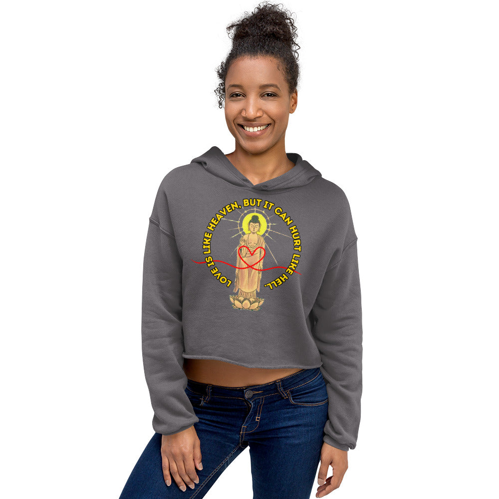 Japanese  Buddha, wakeiseijaku, Crop Hoodie