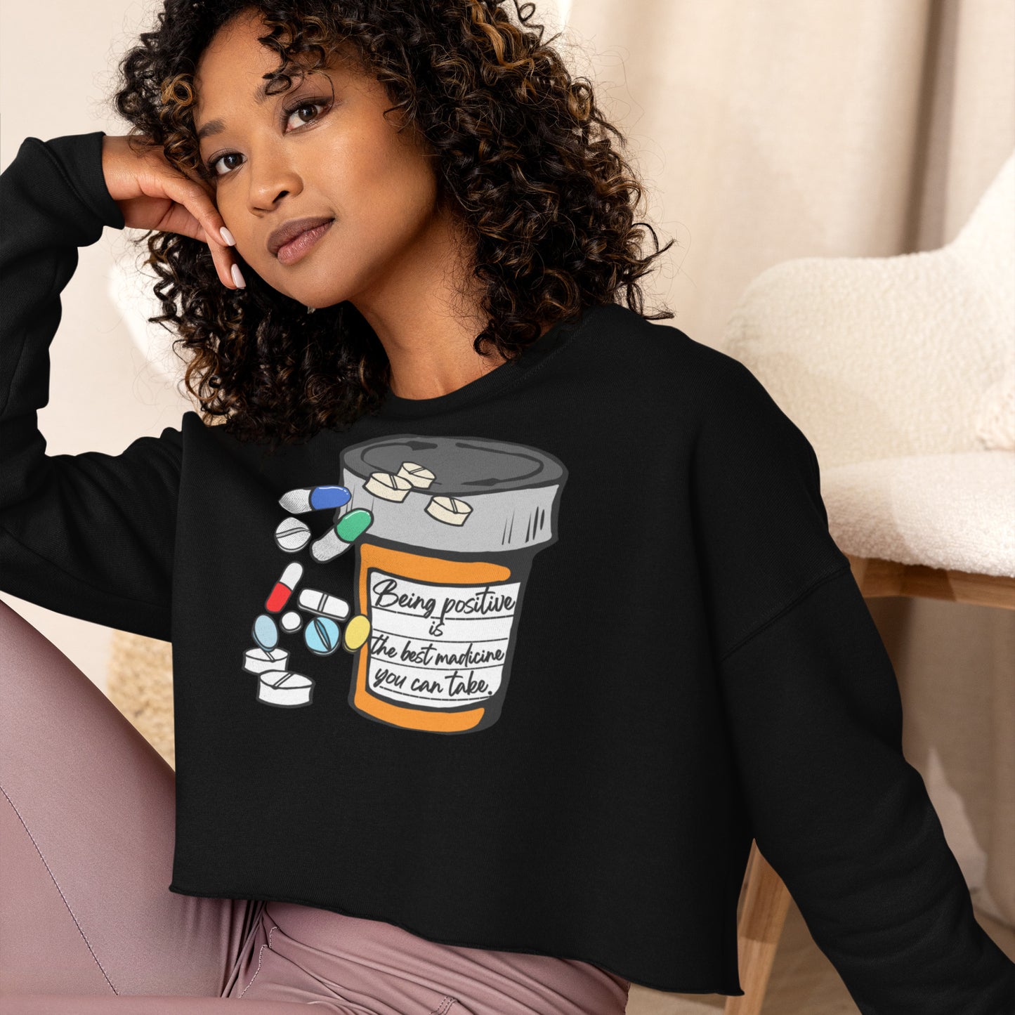 Being positive Crop Sweatshirt