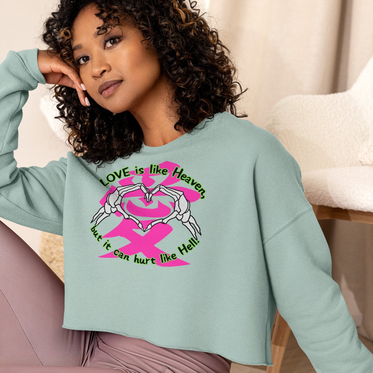 Love is like Heaven, kawaii, ai, love, Crop Sweatshirt