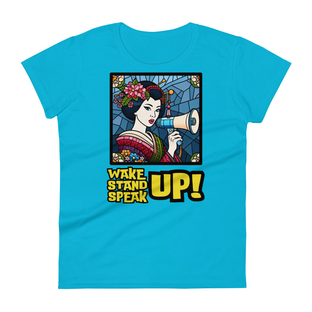 Wake Up Stand Up Speak Up, LGBTQ, gay pride, Against Bullying Tee, Protest shirt, Human Rights, Advocacy Top, Kawaii Women's short sleeve t-shirt
