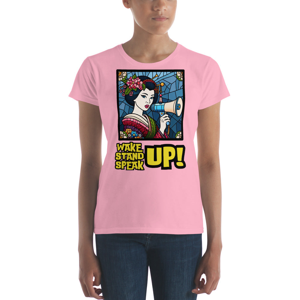 Wake Up Stand Up Speak Up, LGBTQ, gay pride, Against Bullying Tee, Protest shirt, Human Rights, Advocacy Top, Kawaii Women's short sleeve t-shirt