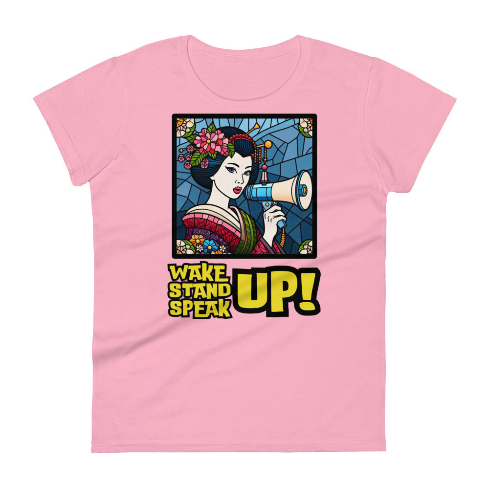 Wake Up Stand Up Speak Up, LGBTQ, gay pride, Against Bullying Tee, Protest shirt, Human Rights, Advocacy Top, Kawaii Women's short sleeve t-shirt