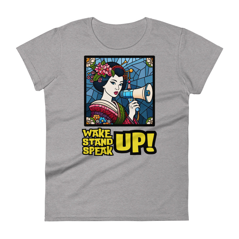 Wake Up Stand Up Speak Up, LGBTQ, gay pride, Against Bullying Tee, Protest shirt, Human Rights, Advocacy Top, Kawaii Women's short sleeve t-shirt