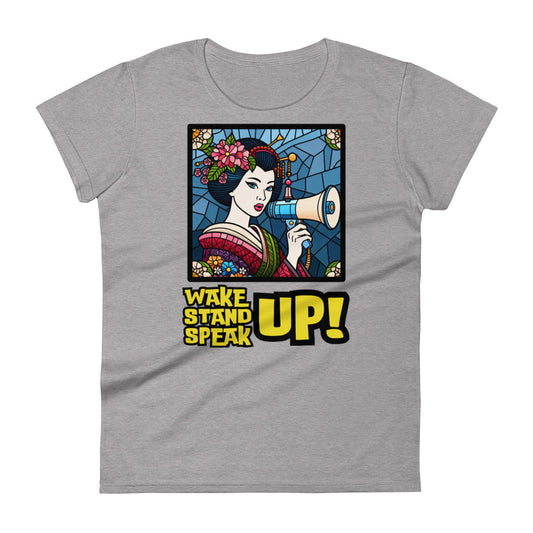 Wake Up Stand Up Speak Up, LGBTQ, gay pride, Against Bullying Tee, Protest shirt, Human Rights, Advocacy Top, Kawaii Women's short sleeve t-shirt