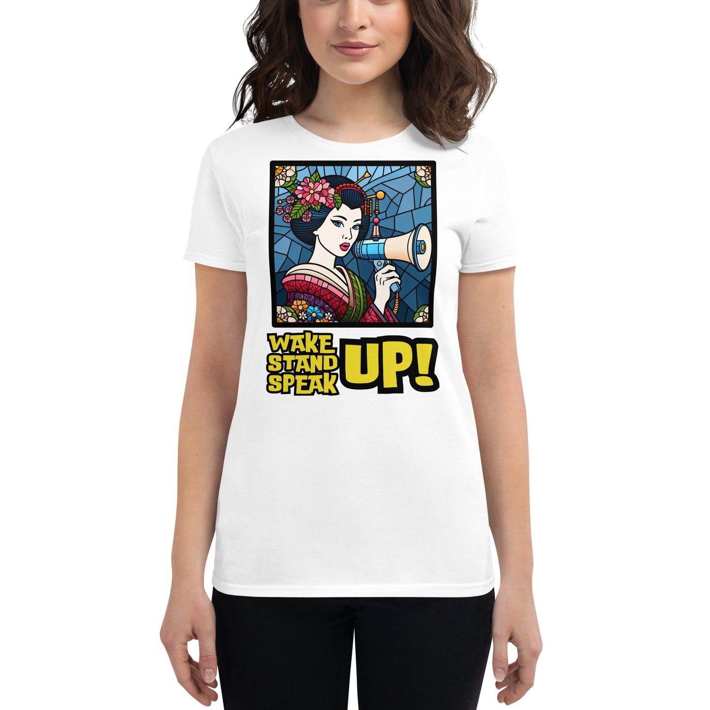 Wake Up Stand Up Speak Up, LGBTQ, gay pride, Against Bullying Tee, Protest shirt, Human Rights, Advocacy Top, Kawaii Women's short sleeve t-shirt