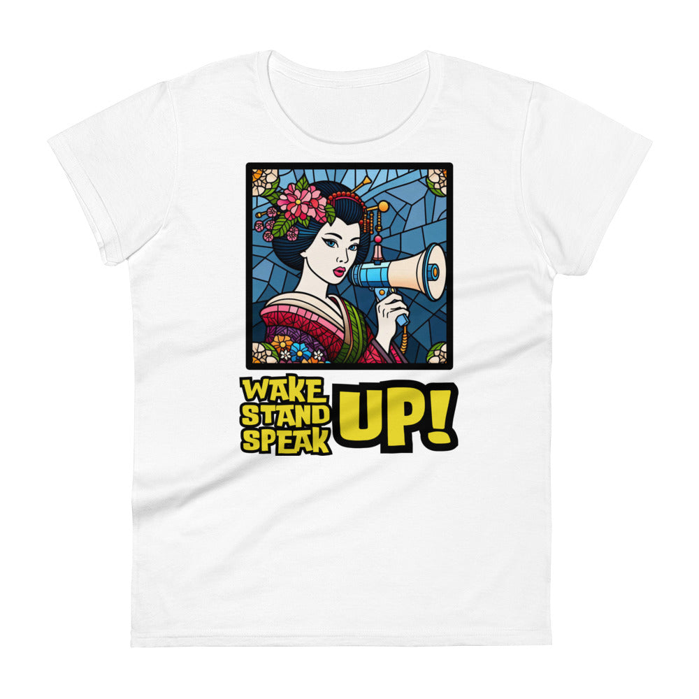 Wake Up Stand Up Speak Up, LGBTQ, gay pride, Against Bullying Tee, Protest shirt, Human Rights, Advocacy Top, Kawaii Women's short sleeve t-shirt
