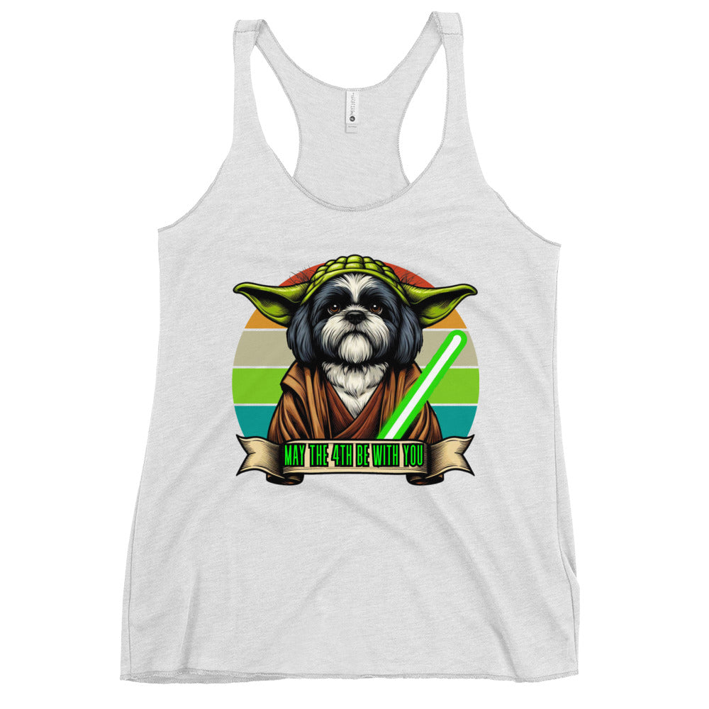 Star Wars Day, May The 4th Be with You, Yoda, ShihTzu, Shih Tzu Dog, Shih Tzu Gift , Shih Tzu mama Mother's day, Kawaii Tank Women's Racerback Tank
