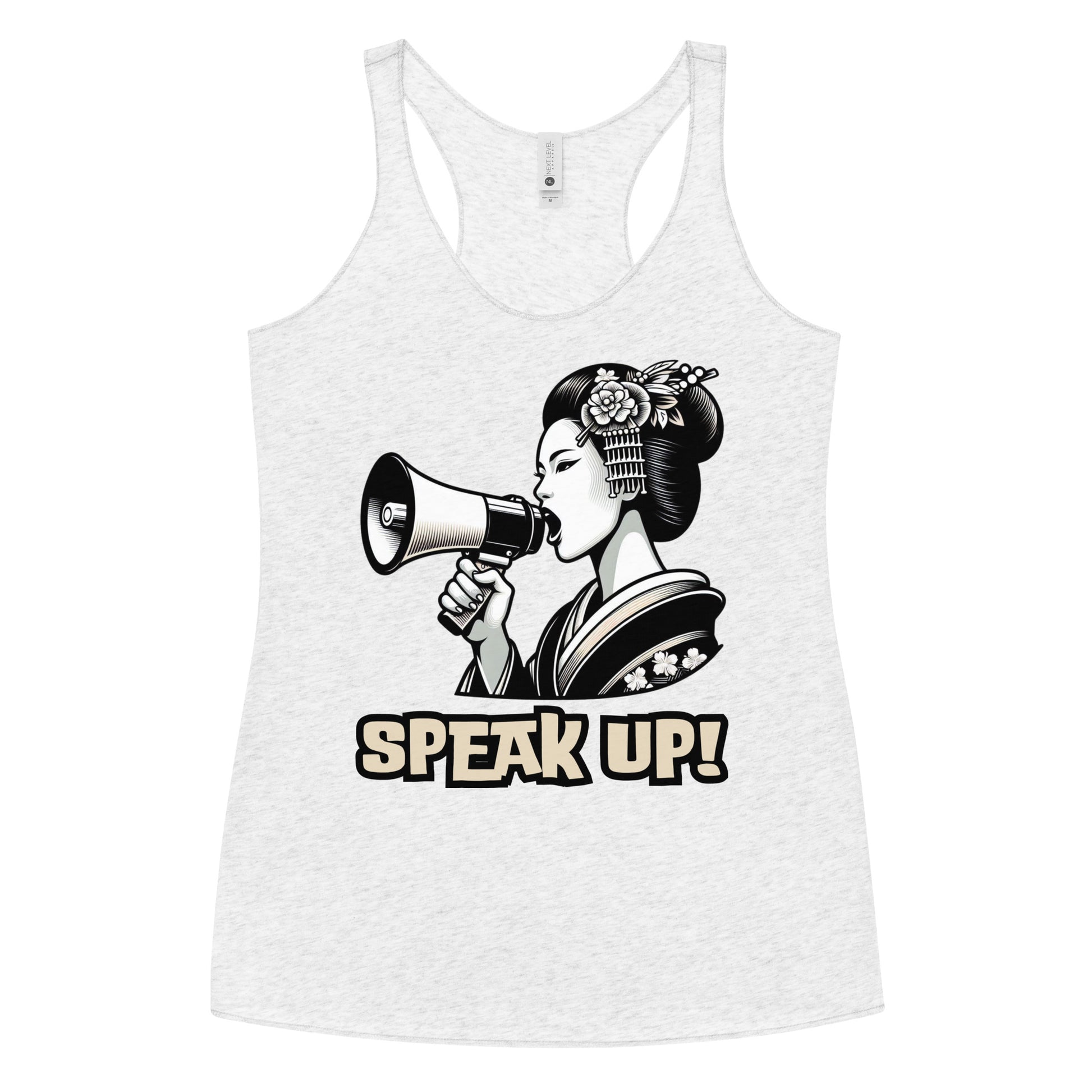 Speak Up, Kawai, Geisha girl, LGBTQ, gay pride, Against Bullying Tank, Protest tank, Human Rights, Advocacy Top, Japanese,  Racerback Tank