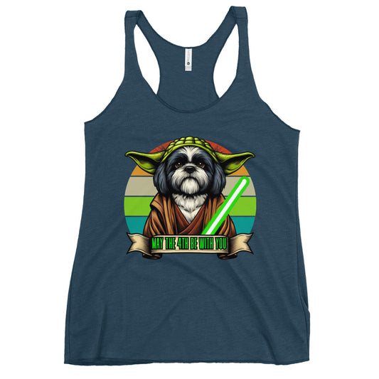 Star Wars Day, May The 4th Be with You, Yoda, ShihTzu, Shih Tzu Dog, Shih Tzu Gift , Shih Tzu mama Mother's day, Kawaii Tank Women's Racerback Tank