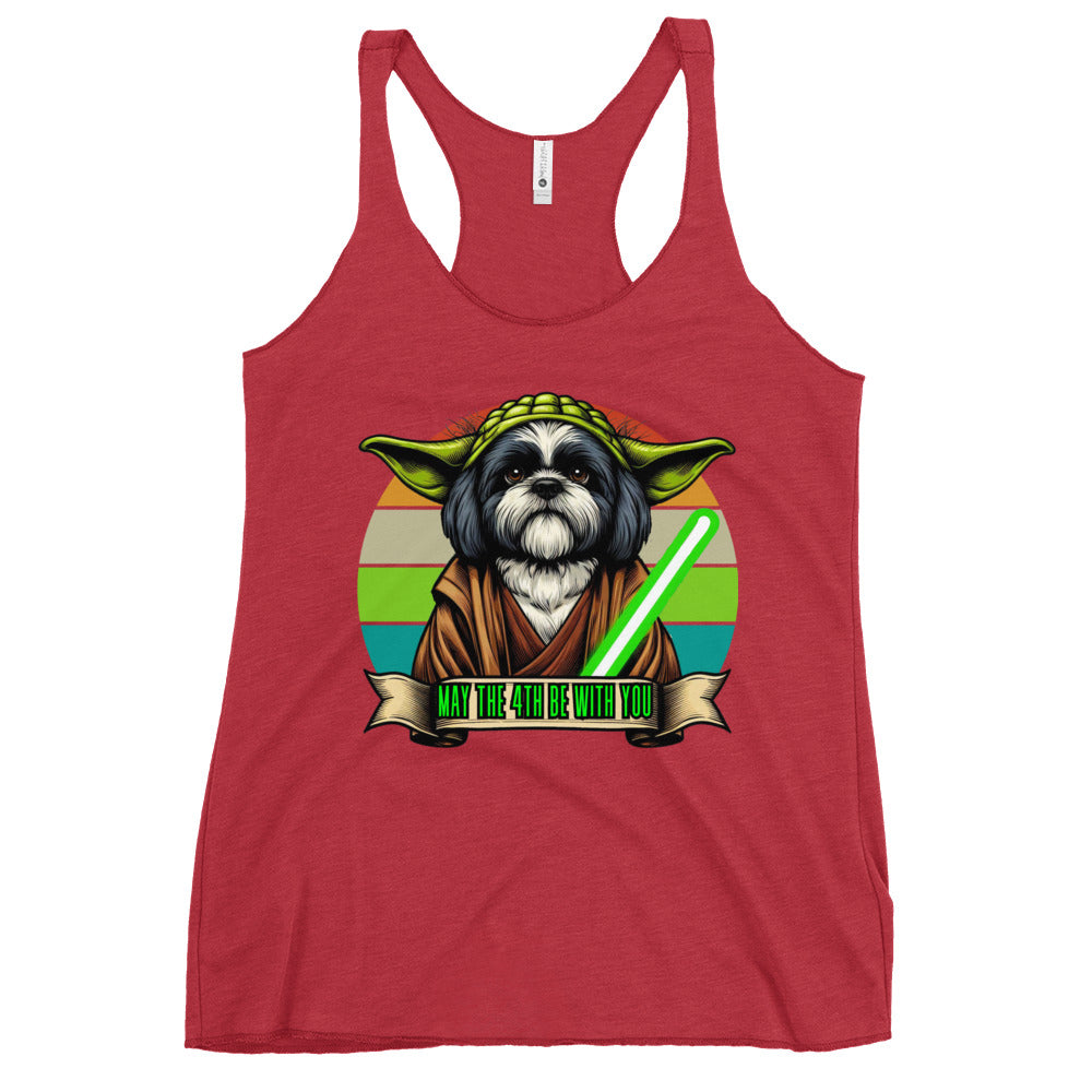 Star Wars Day, May The 4th Be with You, Yoda, ShihTzu, Shih Tzu Dog, Shih Tzu Gift , Shih Tzu mama Mother's day, Kawaii Tank Women's Racerback Tank