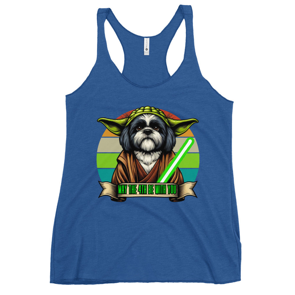 Star Wars Day, May The 4th Be with You, Yoda, ShihTzu, Shih Tzu Dog, Shih Tzu Gift , Shih Tzu mama Mother's day, Kawaii Tank Women's Racerback Tank