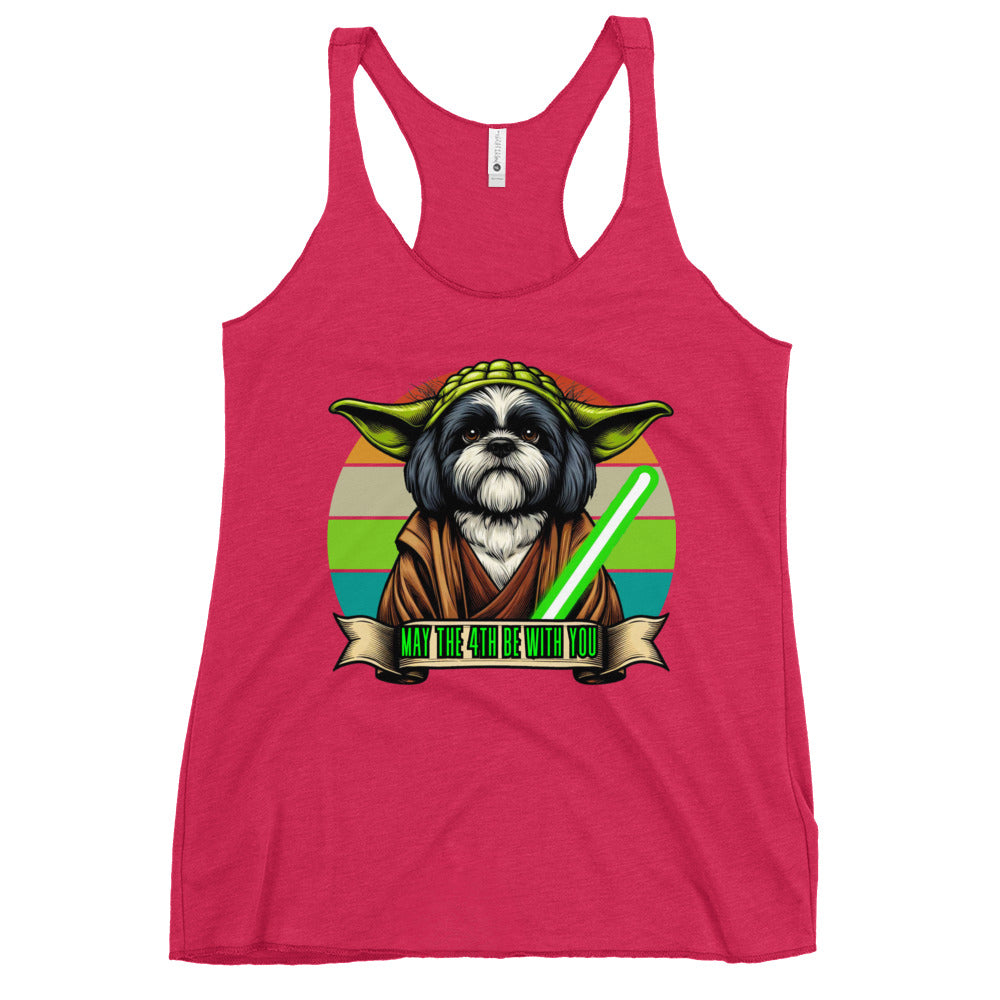 Star Wars Day, May The 4th Be with You, Yoda, ShihTzu, Shih Tzu Dog, Shih Tzu Gift , Shih Tzu mama Mother's day, Kawaii Tank Women's Racerback Tank
