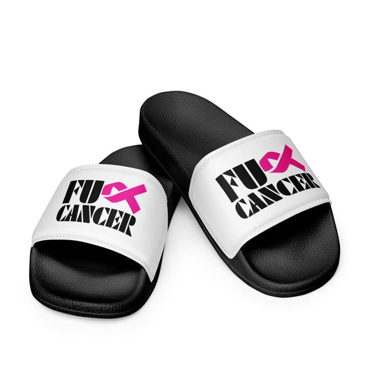 Fuck Cancer, Slippers, Sandals, White. Women's slides
