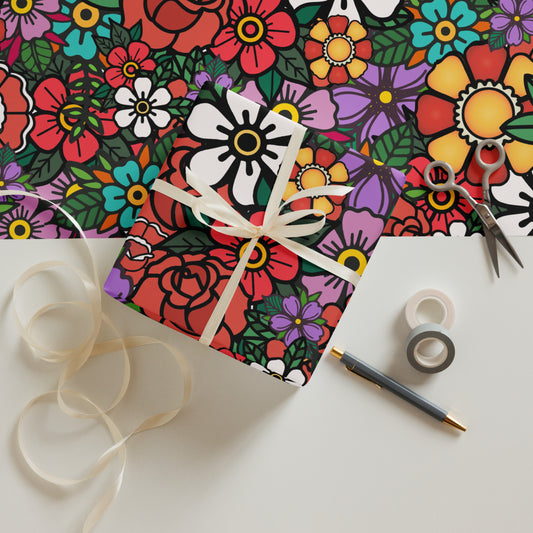 Tattoo flowers Wrapping paper sheets
