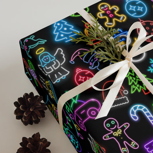Christmas Neon Wrapping paper sheets